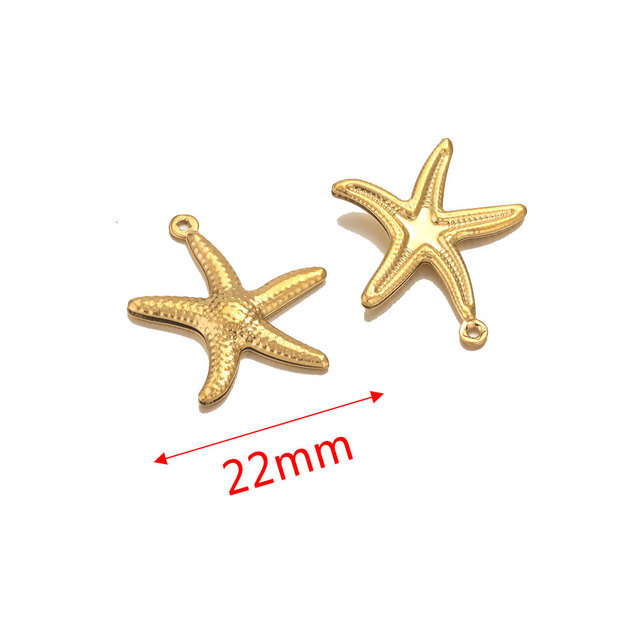 Gold color / 1 Piece Casual Style Starfish Shape Stainless Steel  Gold Color Women's Pendant Picture5